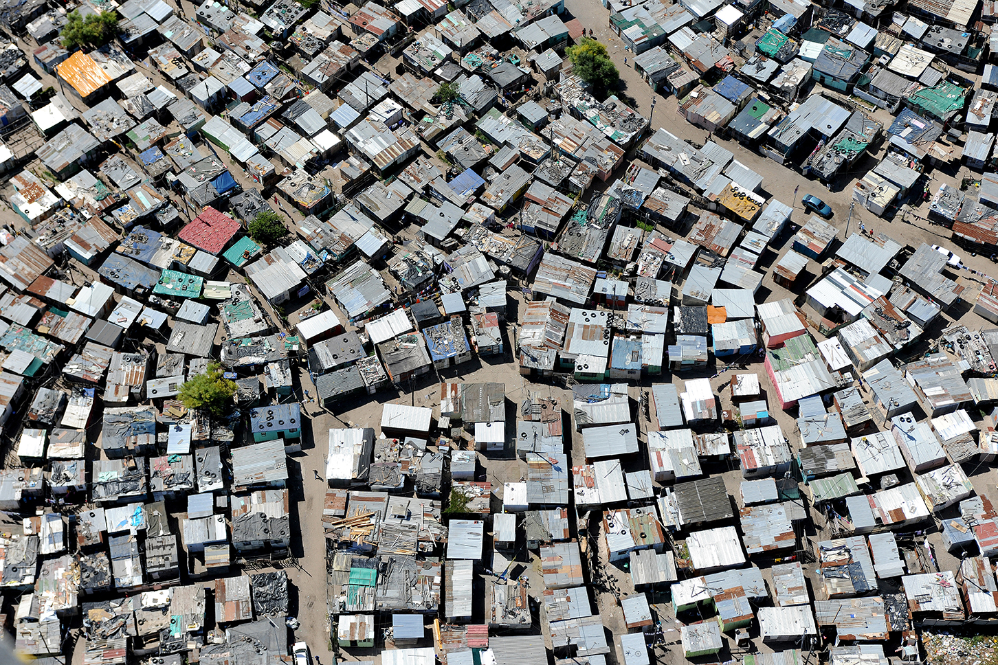 A drone shot of an informal settlement